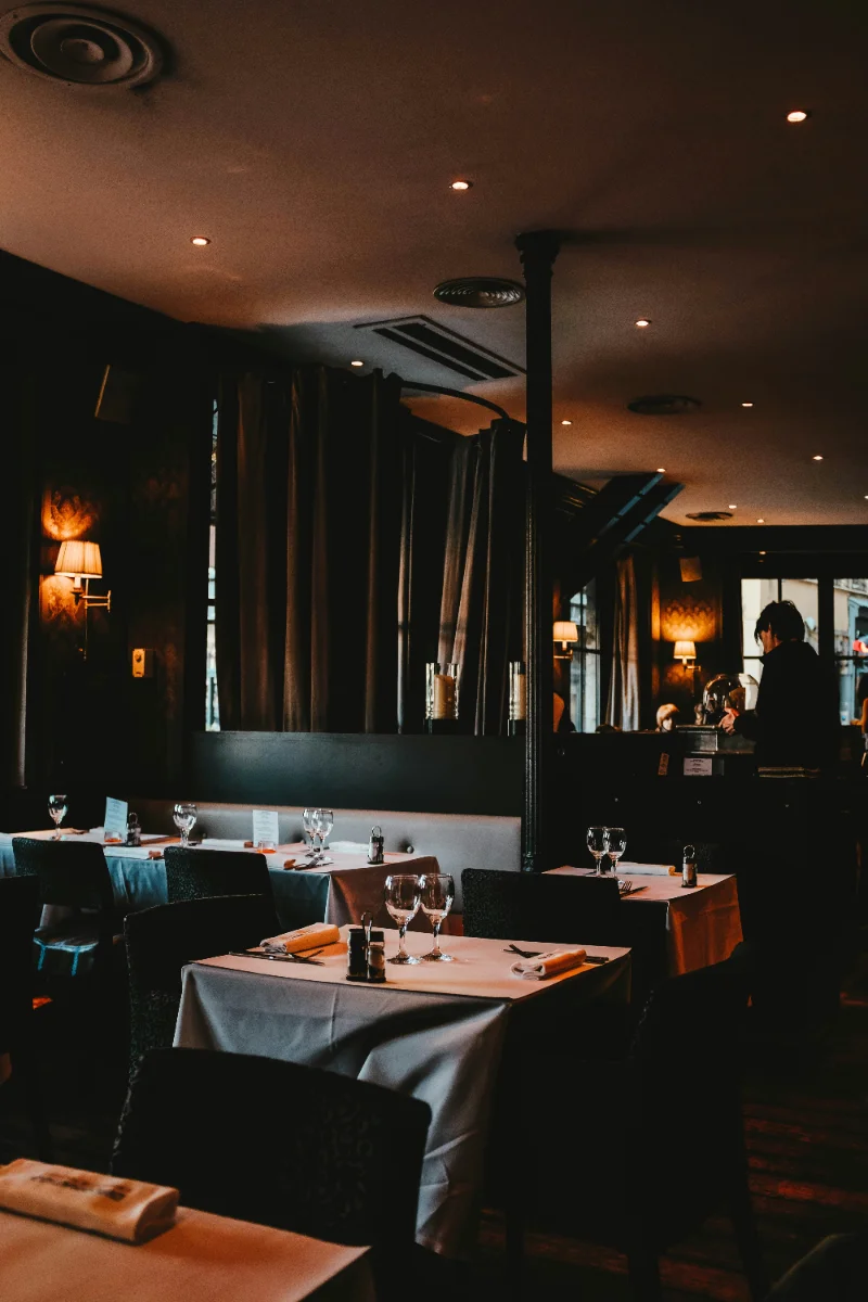 An evening table set at Thyme